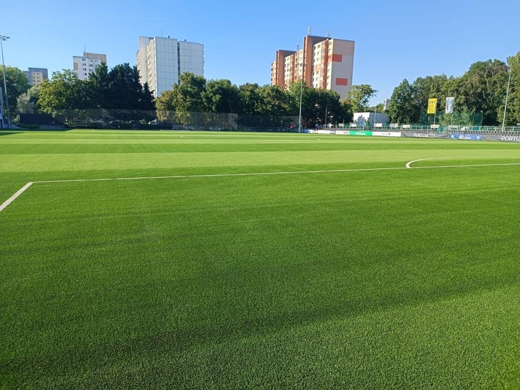 Football pitch with artifical grass surface, located in training centre of Slovak professional football team FK Petžalka